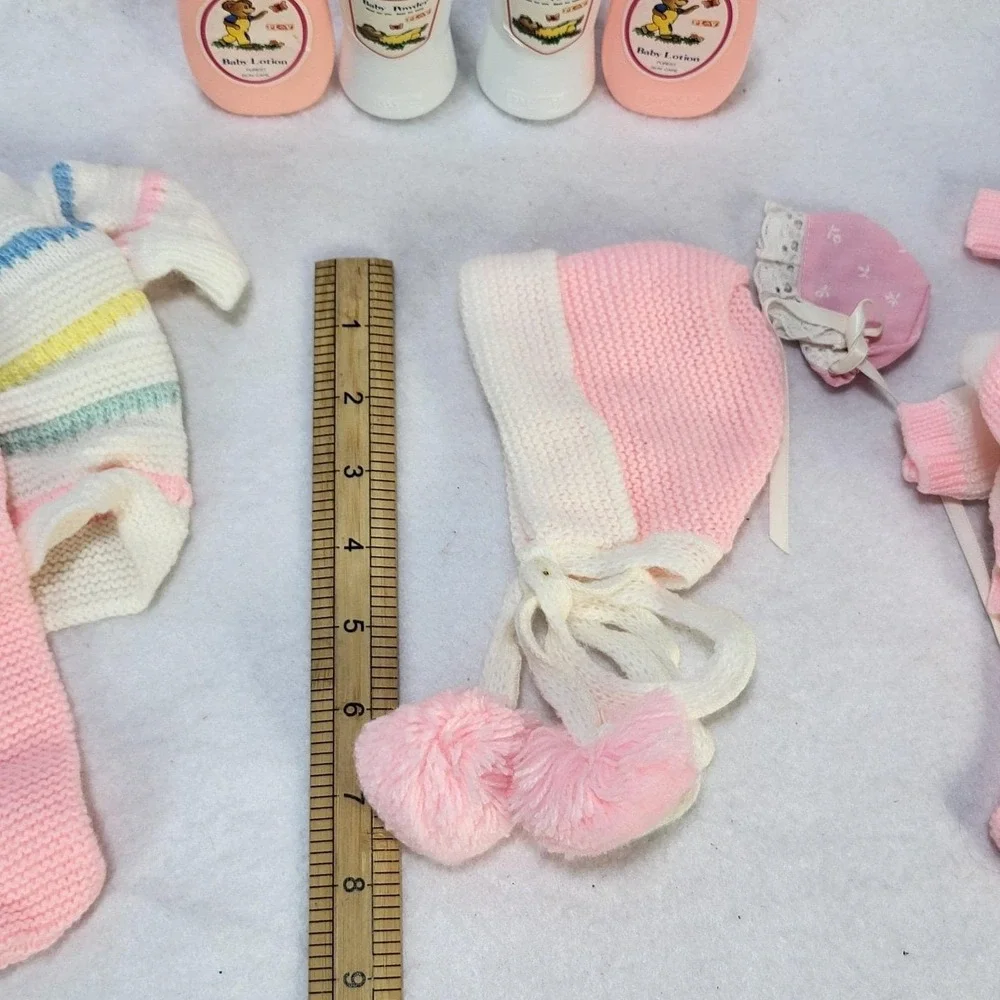 Vintage Baby Doll Clothes Lot Knit Outfits Accessories Bottles Play Set - Picture 9 of 12